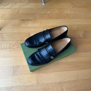 Gucci Loafer Mirror G Fringed US 13 Men’s Leather Black
